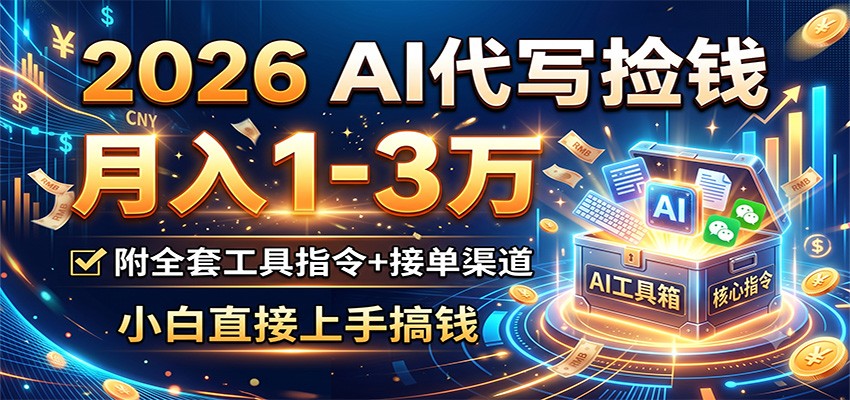 2026 AI代写捡钱,月入1-3万,附全套工具指令+接单渠道,小白直接上手搞钱-柒染测试库