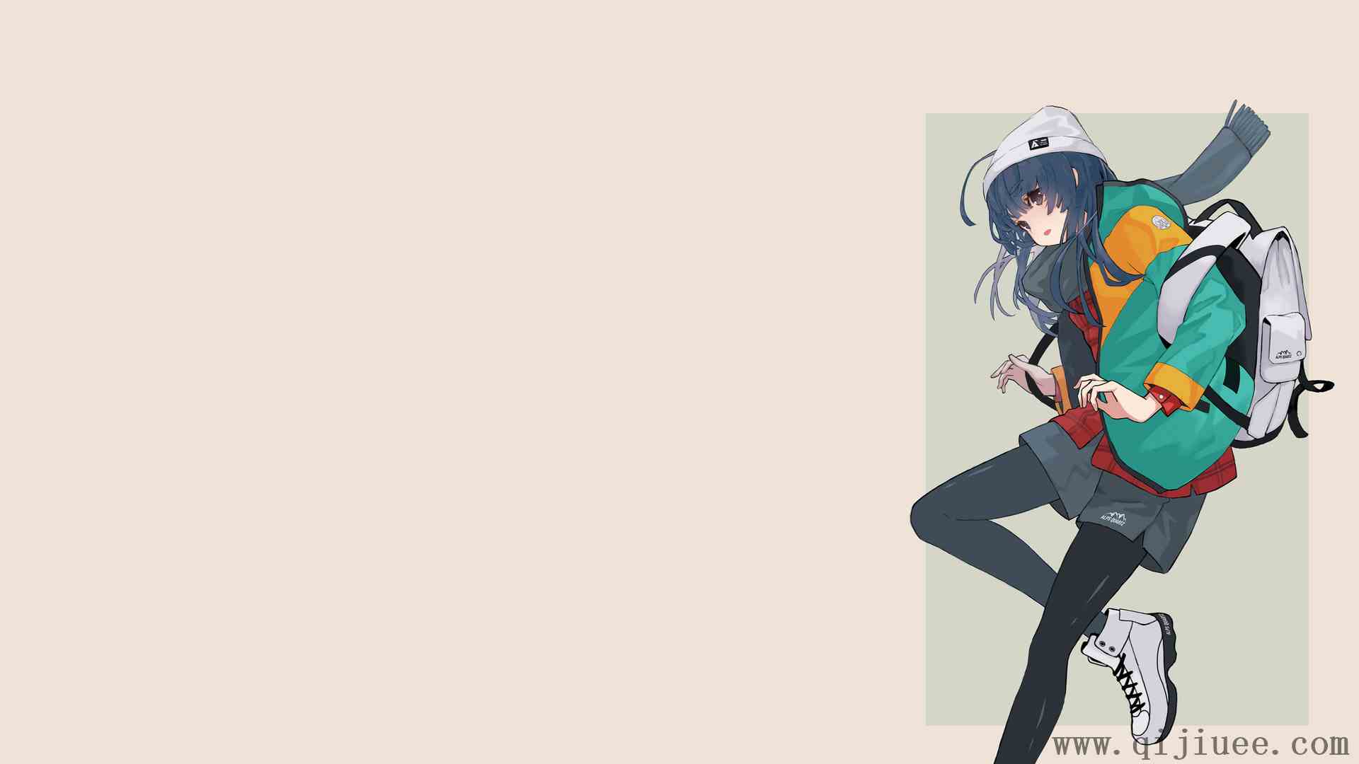 长发 营 棕色背景 动漫 动漫女孩 围巾 运动鞋  4K壁纸3840 x 2160/0.95 MB-柒染测试库