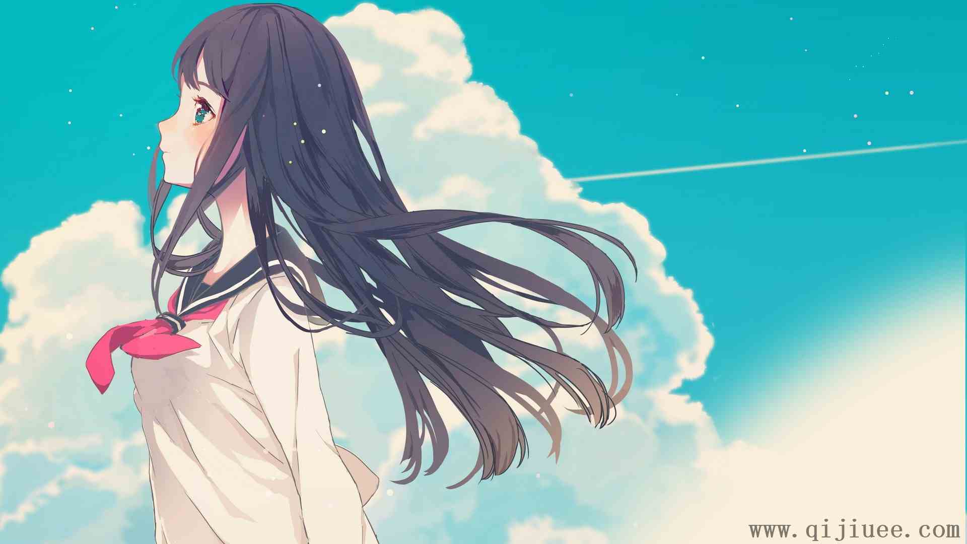 长发 深色头发 侧面 校服 云 天空 动漫女孩 动漫  4K壁纸3840 x 2160/0.63 MB-柒染测试库