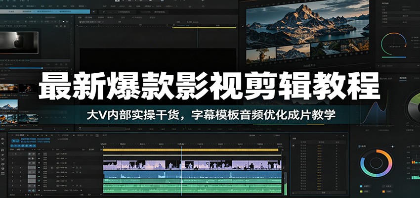 最新爆款影视剪辑教程：大V内部实操干货，字幕模板音频优化成片教学-柒染测试库
