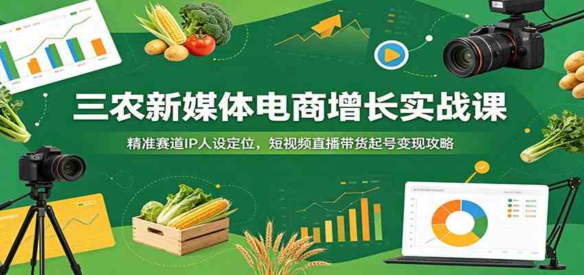 三农新媒体电商增长实战课：精准赛道IP人设定位，短视频直播带货起号变现攻略-柒染测试库
