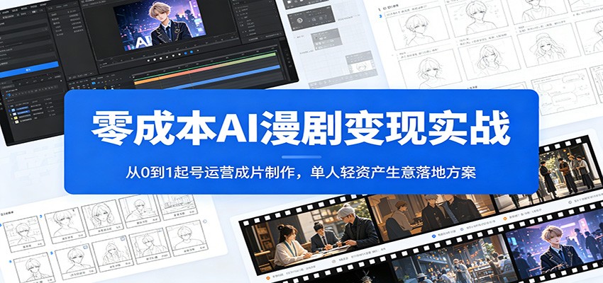 零成本AI漫剧变现实战：从0到1起号运营成片制作，单人轻资产生意落地方案-柒染测试库