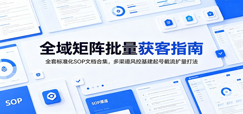全域矩阵批量获客指南：全套标准化SOP文档合集，多渠道风控基建起号截流扩量打法-柒染测试库