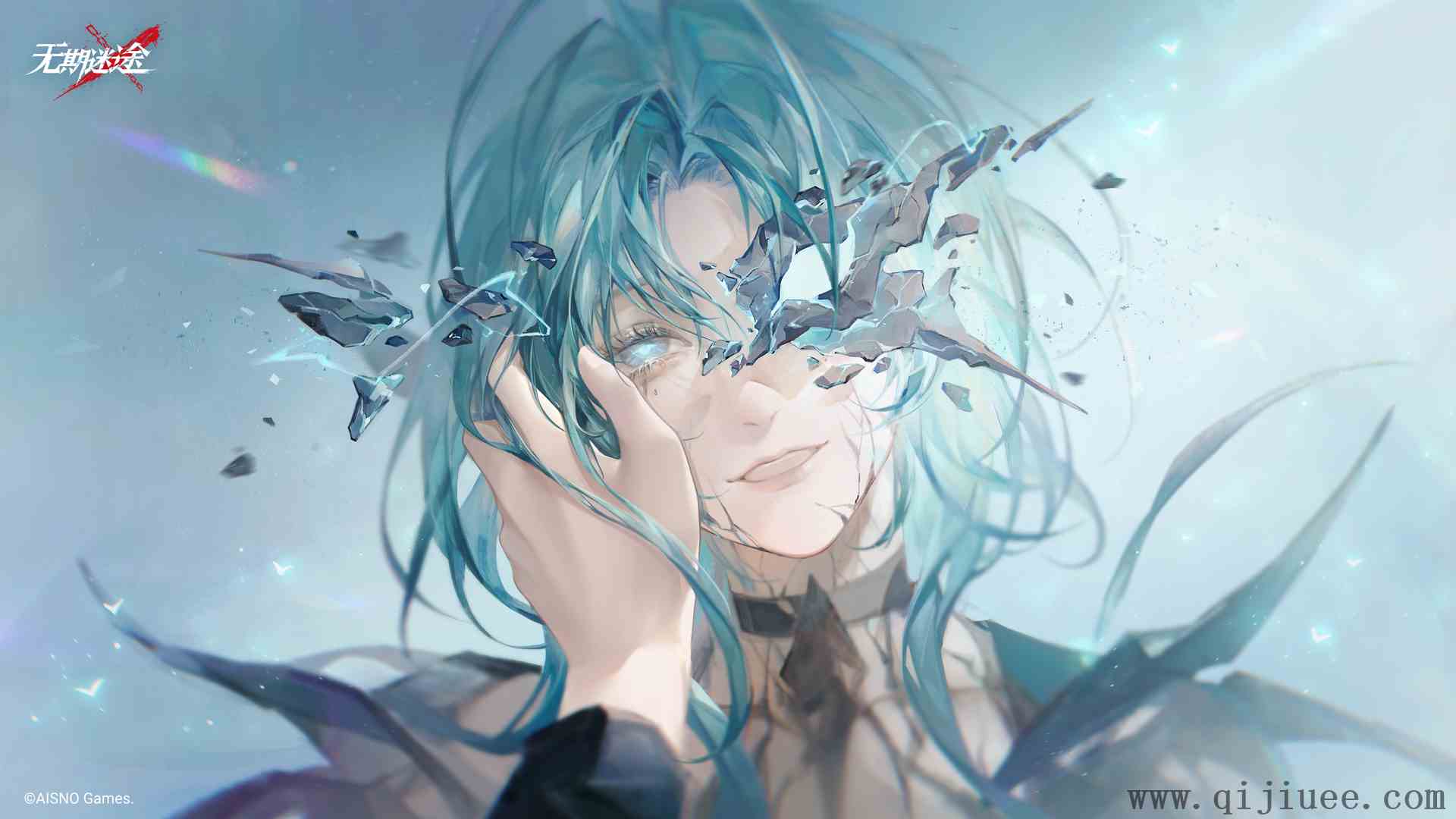 电子游戏 蓝头发 长发 微笑 游戏海报 动漫女孩 简单背景 4K壁纸3840 x 2160/3.57 MB-柒染测试库
