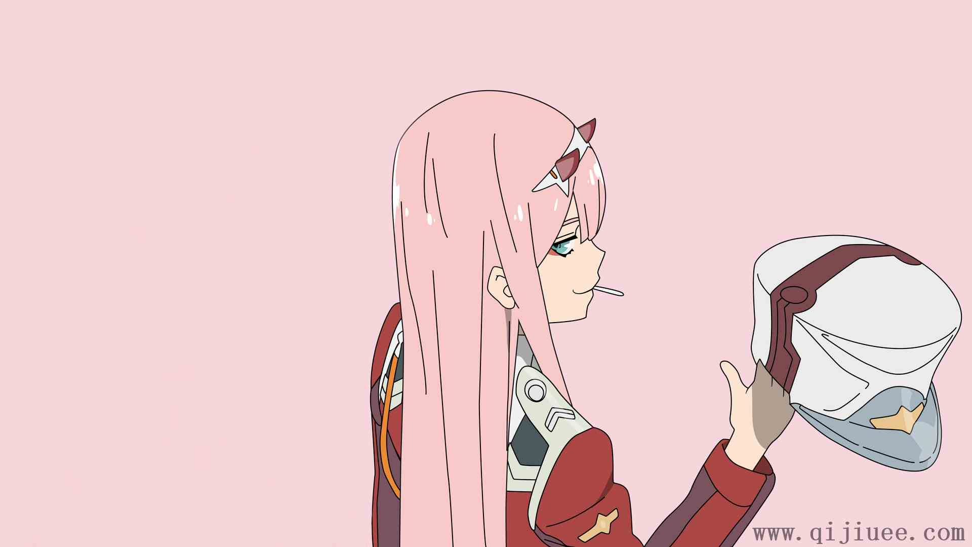 粉红色的头发 帽子 动漫女孩 制服 简单的背景 粉红色的背景 极简主义 零零二号 弗兰的亲爱的 国家队 8K壁纸7680 x 4320/0.99 MB-柒染测试库
