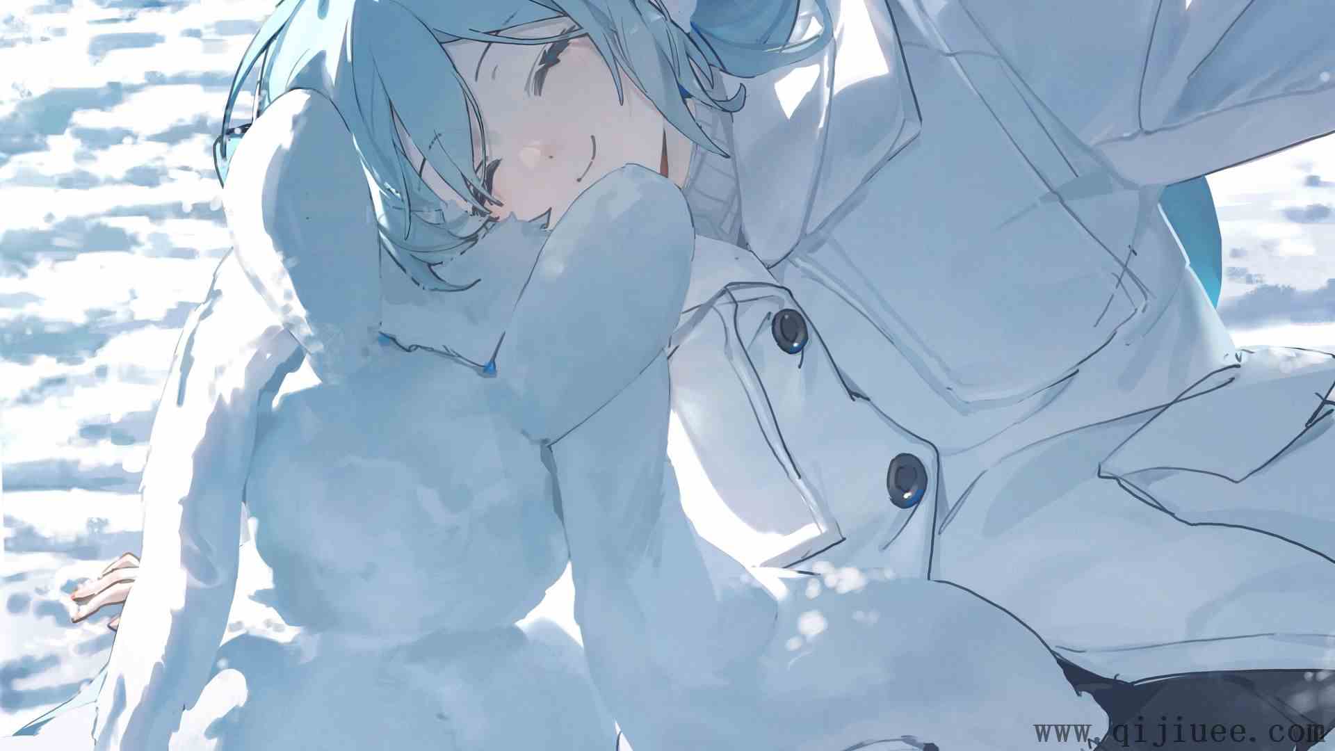 闭眼 微笑 外套 动漫 雪 动漫女孩 耳罩 初音 小提琴 冬天 兔子 4K壁纸4004 x 3590/0.86 MB-柒染测试库