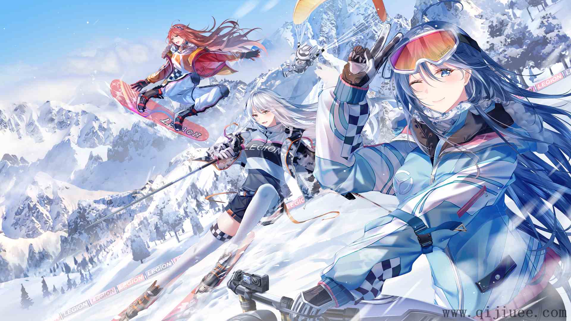 白发 滑雪 冬天 动漫女孩 滑雪 跳台 动漫 艺术作品 雪山 4K壁纸4000 x 2250/4.86 MB-柒染测试库