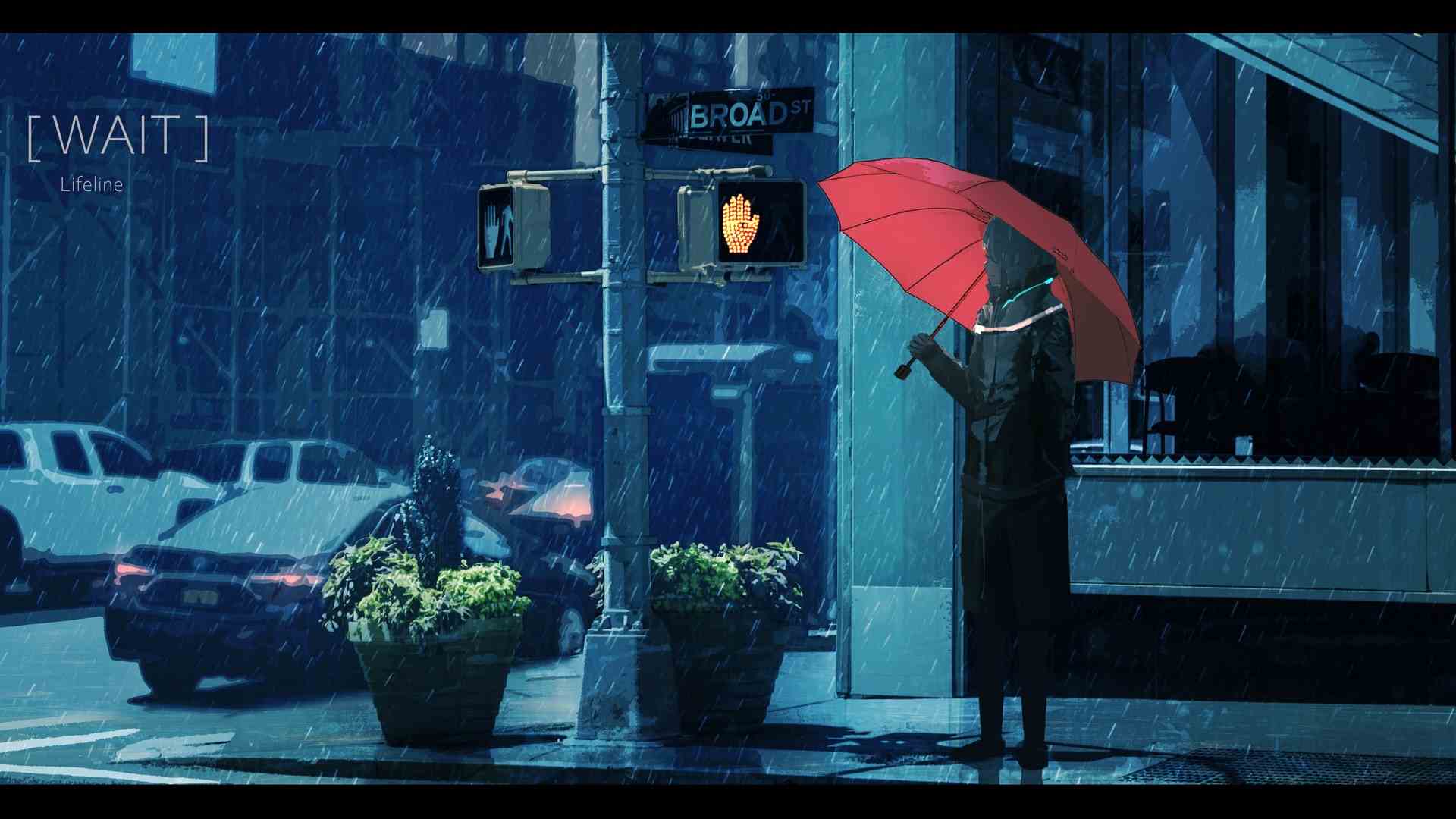 下雨 雨伞 雨中 女孩 交通岗 AI艺术 图片 4K壁纸4800 x 2280/4.56 MB-柒染测试库