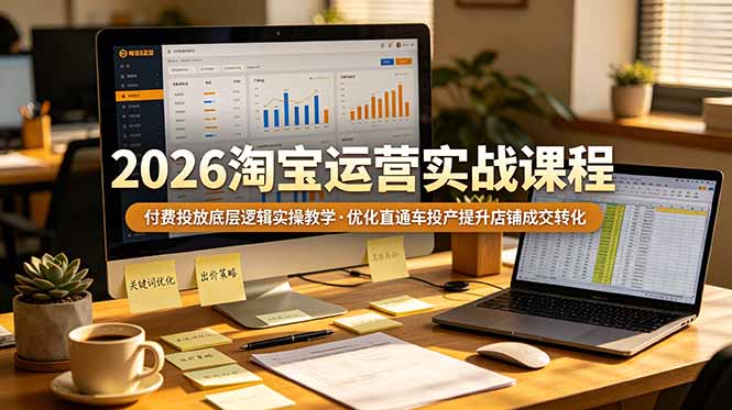 2026 淘宝运营实战课程，付费投放底层逻辑实操教学，优化直通车投产提升店铺成交转化-柒染测试库