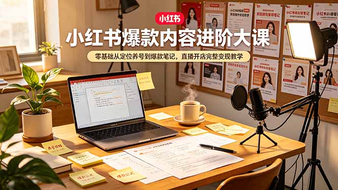 小红书爆款内容进阶大课，零基础从定位养号到爆款笔记，直播开店完整变现教学-柒染测试库