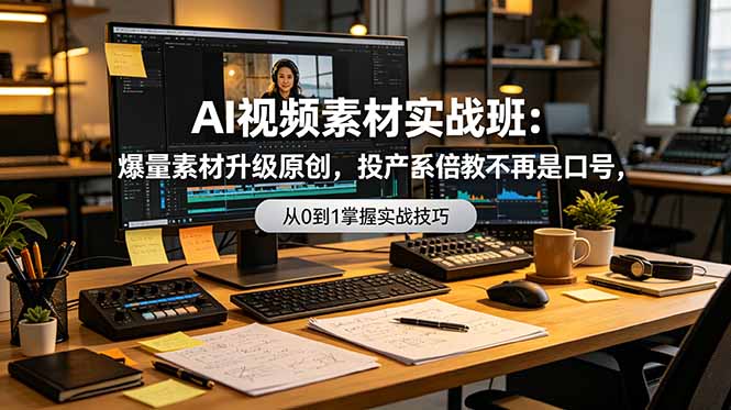 AI视频素材实战班：爆量素材升级原创，投产翻倍不再是口号，0-1系统教学实战落地-柒染测试库