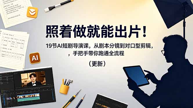 照着做就能出片!19节AI短剧导演课,从剧本分镜到对口型剪辑,手把手带你跑通全流程(更新-柒染测试库