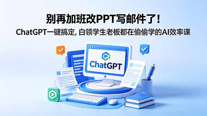 别再加班改PPT写邮件了!ChatGPT一键搞定,白领学生老板都在偷偷学的AI效率课-柒染测试库