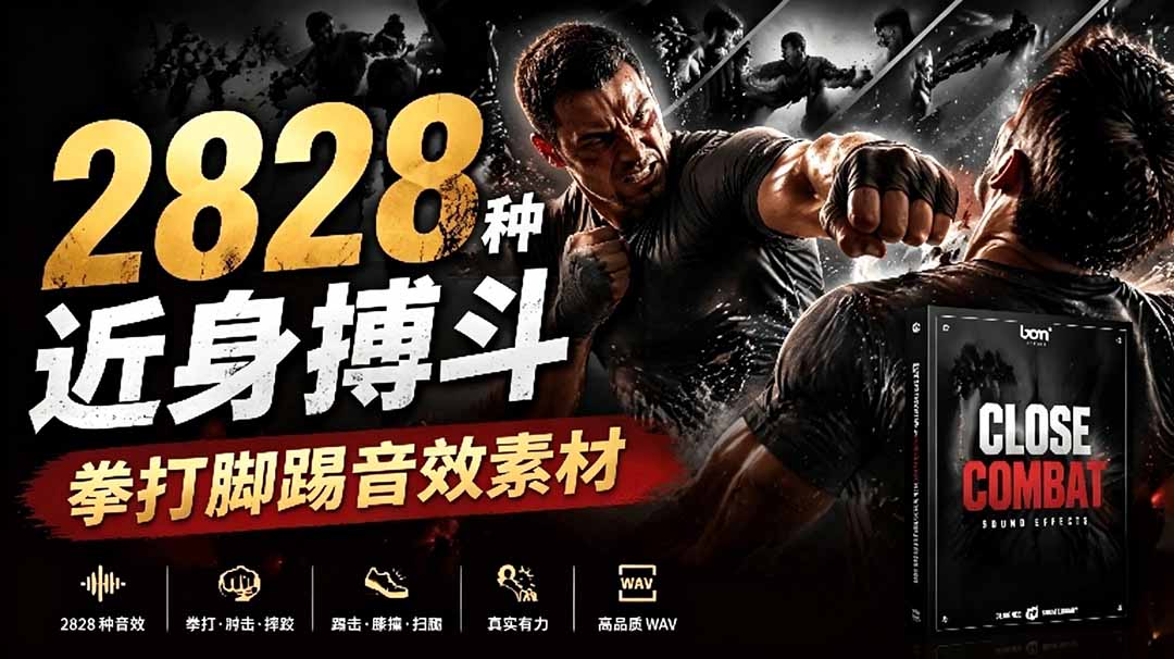 宝藏级别音效!2828种近身搏斗拳打脚踢音效素材,全部中文分类,免解压使用 Close Combat-柒染测试库