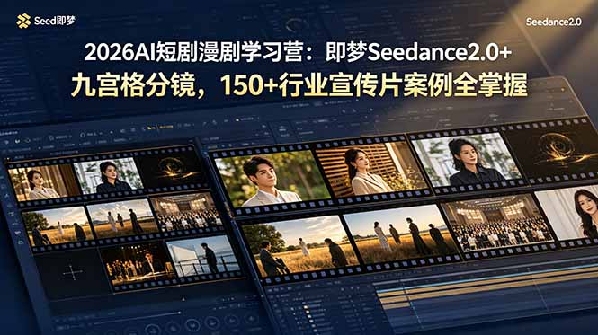 2026AI短剧漫剧学习营：即梦Seedance2.0+九宫格分镜，150+行业宣传片案例全掌握-柒染测试库