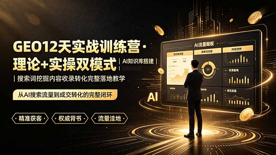 GEO12天实战训练营·理论+实操双模式｜AI知识库搭建｜搜索词挖掘内容收录转化完整落地教学-柒染测试库