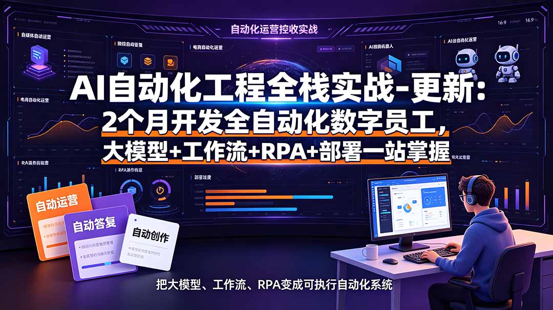 AI自动化工程全栈实战-更新：2个月开发全自动化数字员工，大模型+工作流+RPA+部署一站式掌握-柒染测试库