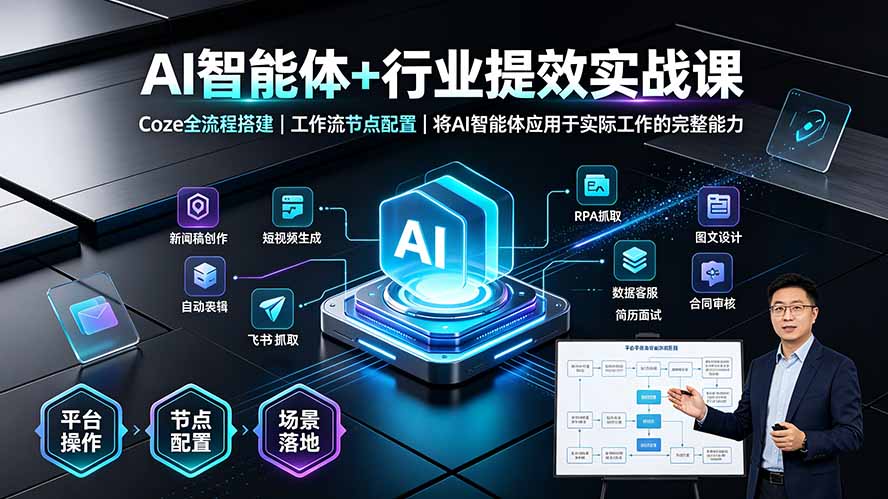 AI智能体+行业提效实战课·Coze全流程搭建｜工作流节点配置｜将AI智能体应用于实际工作的完整能力-柒染测试库
