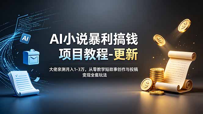 AI小说暴利搞钱项目教程-更新，大佬亲测月入1-3万，从零教学短故事创作与投稿变现全套玩法-柒染测试库