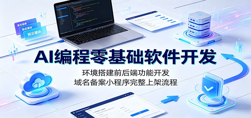 AI编程零基础软件开发：环境搭建前后端功能开发，域名备案小程序完整上架流程-柒染测试库