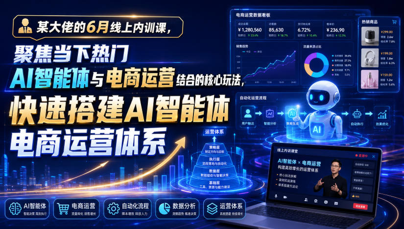 某大佬的6月线上内训课，聚焦当下热门AI智能体与电商运营结合的核心玩法，快速搭建AI智能体电商运营体系-柒染测试库