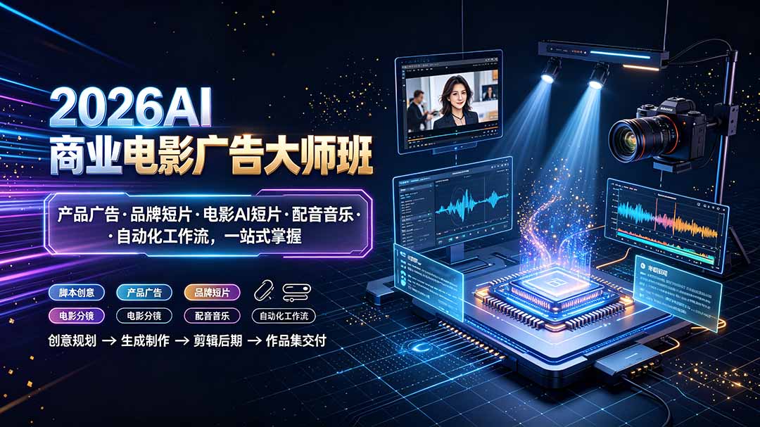 2026AI商业电影广告大师班：产品广告·品牌短片·电影AI短片·配音音乐·自动化工作流，一站式掌握-柒染测试库