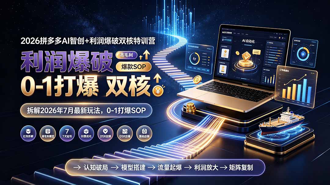 2026拼多多AI智创+利润爆破双核特训营-拆解2026年7月最新玩法，0-1打爆SOP-柒染测试库