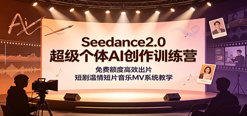 Seedance2.0超级个体AI创作训练营：免费额度高效出片，短剧温情短片音乐MV系统教学-柒染测试库