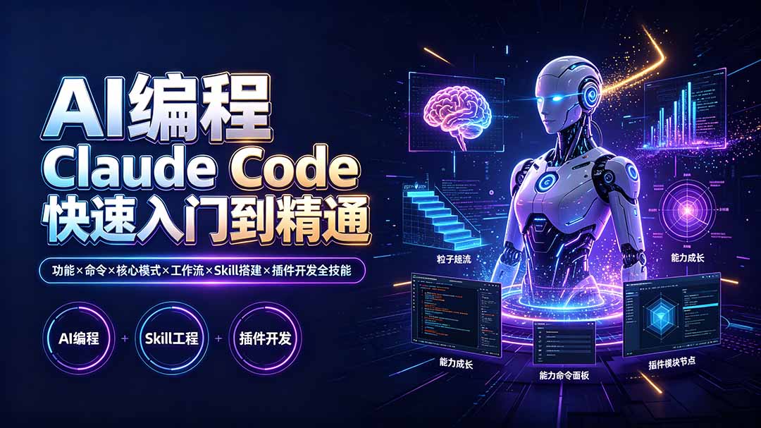 AI编程 Claude Code快速入门到精通：功能×命令×核心模式×工作流×Skill搭建×插件开发全技能-柒染测试库