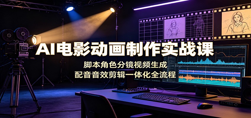 AI电影动画制作实战课：脚本角色分镜视频生成，配音音效剪辑一体化全流程-柒染测试库