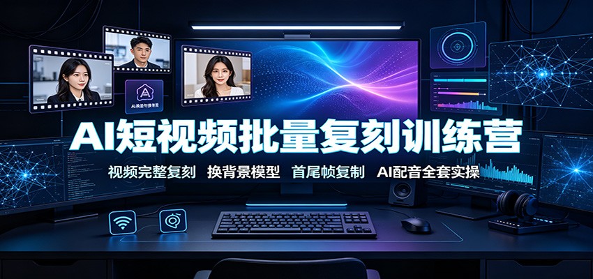AI短视频批量复刻训练营：视频完整复刻，换背景模型、首尾帧复制、AI配音全套实操-柒染测试库