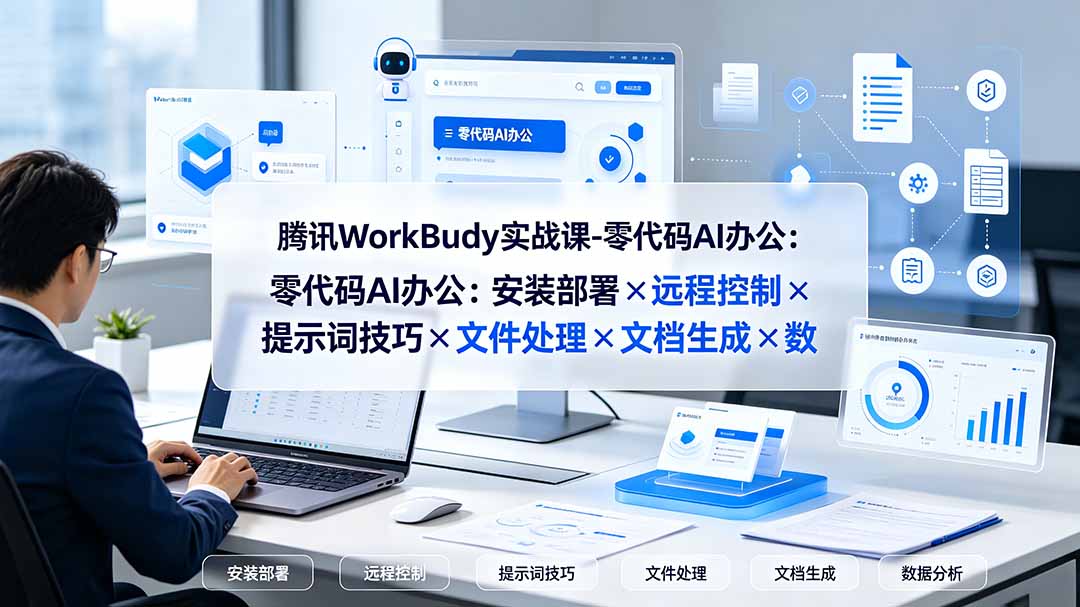 腾讯WorkBuddy实战课-零代码AI办公：安装部署×远程控制×提示词技巧×文件处理×文档生成×数据分析-柒染测试库