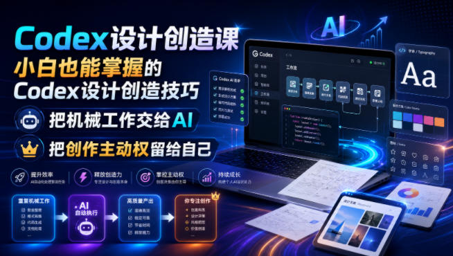 Codex设计创造课，小白也能掌握的Codex设计创造技巧，把机械工作交给AI，把创作主动权留给自己-柒染测试库