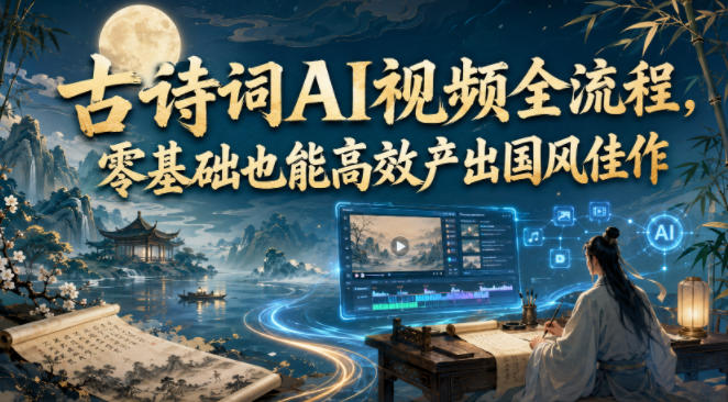 古诗词AI视频全流程，零基础也能高效产出国风佳作-柒染测试库