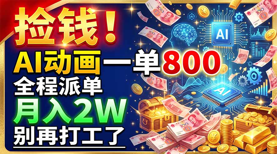 捡钱！AI动画一单800，全程派单，月入2W，别再打工了-柒染测试库