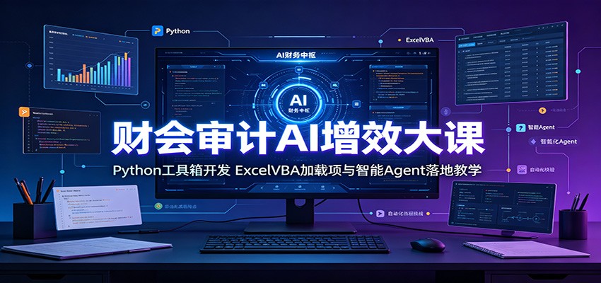 财会审计AI增效大课：Python工具箱开发，ExcelVBA加载项与智能Agent落地教学-柒染测试库