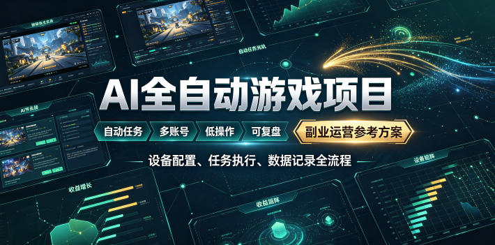 AI全自动游戏躺賺副业:日入几百,稳定运行三年的项目!【揭秘】-柒染测试库